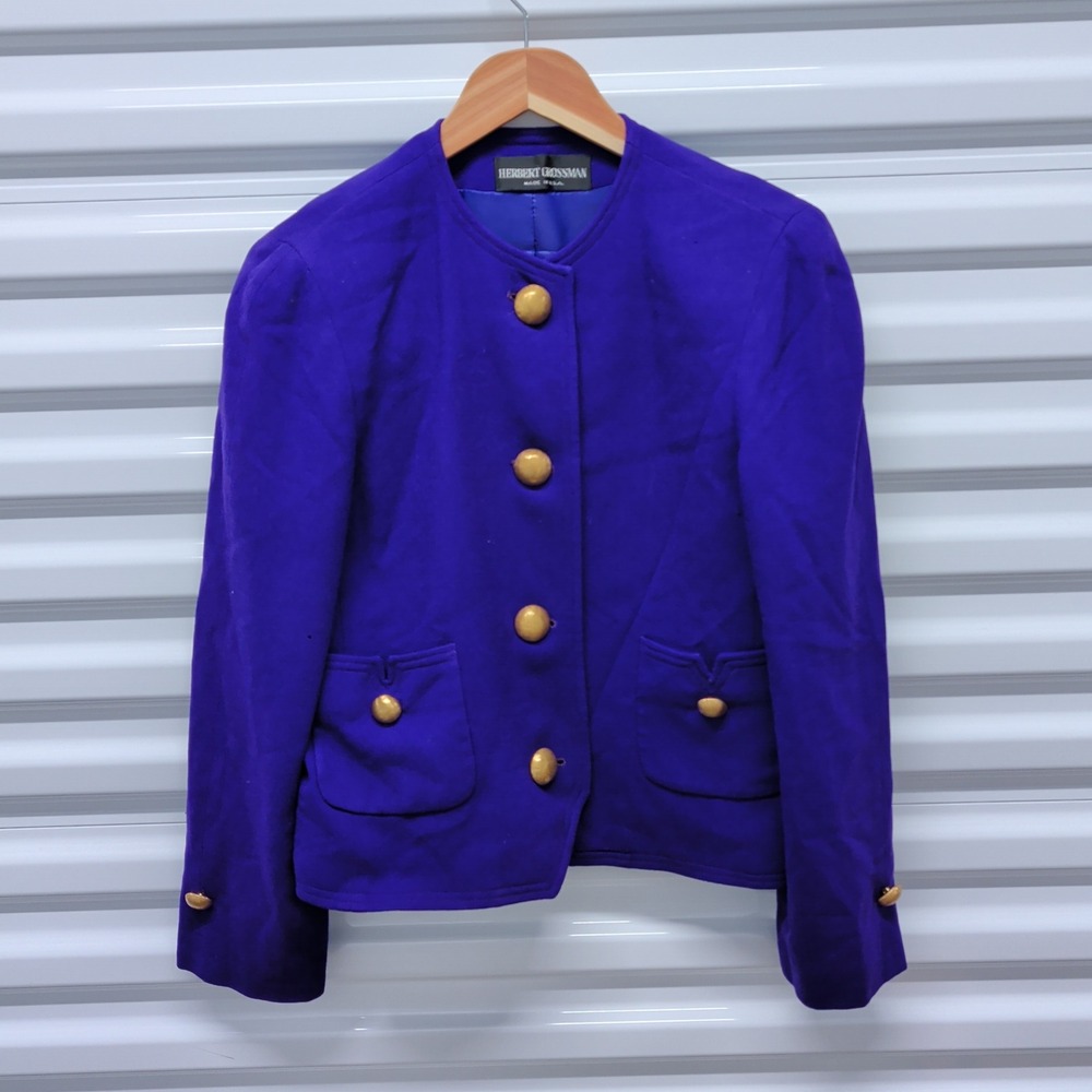Herbert Grossman Women Vintage Blazer 10 Purple Wool Crepe Union Made USA Jacket — photo 2